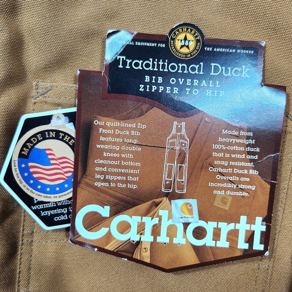 NWT Carhartt Vintage R04 Duck Quilt Lined Double Knee Canvas Overall Tan 50x30 - Picture 9 of 14